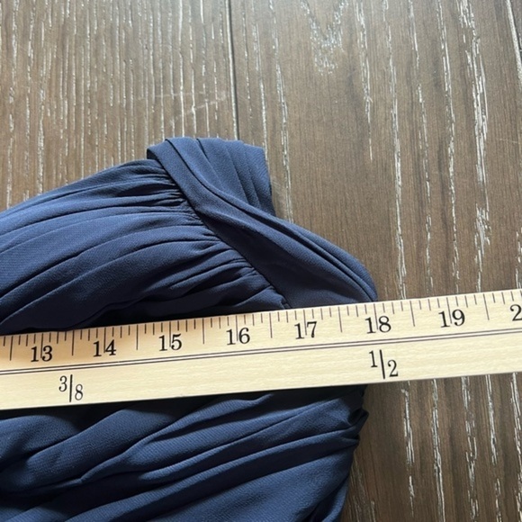 Bill Levkoff Bridal Party Prom Special Occasion Navy Midi Chiffon Fit And Flare - Picture 9 of 16